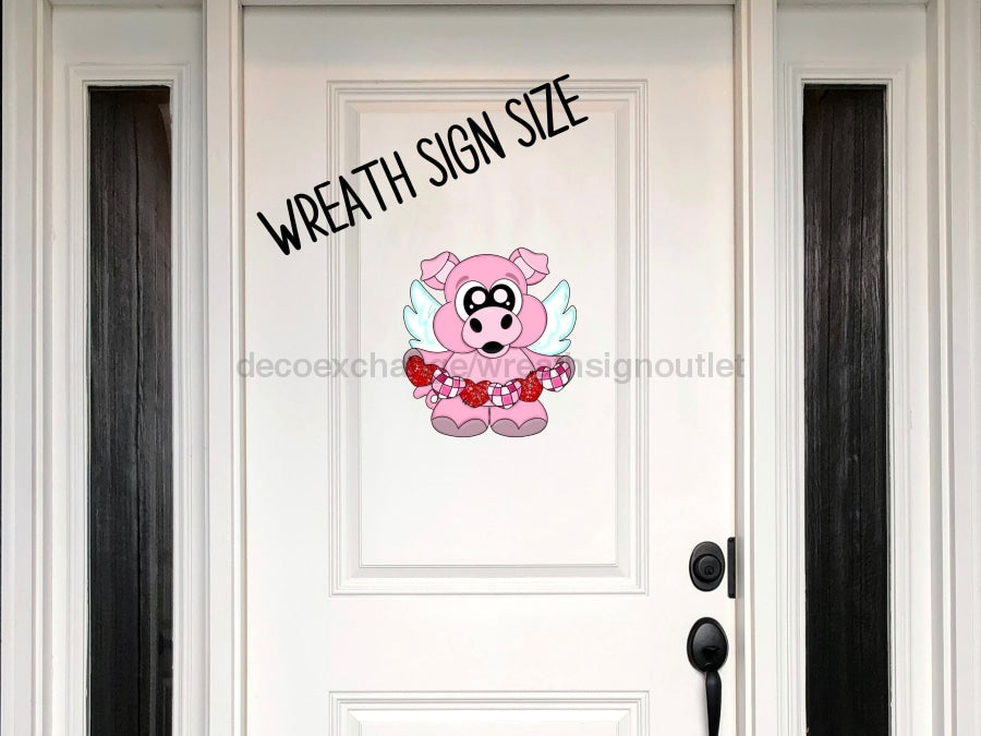 Valentine Sign Pig Wood Sign Cr-W-105 11 Wreath Wood