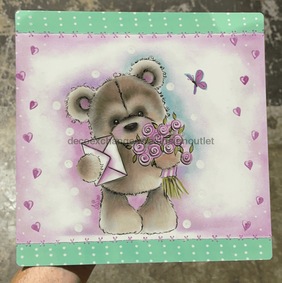 Valentines Bear Metal Sign 12"x12" IW-007 - DecoExchange