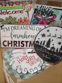 Thumbnail for Variety 5 Pack of Christmas Signs, Metal Signs DECOE-998, Sign For Wreaths - DecoExchange