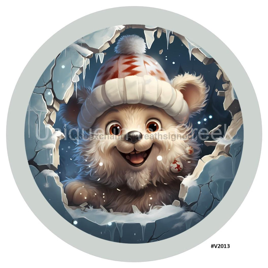 3D BREAKTHROUGH BEAR V2013 10.5" Vinyl Wreath Sign - UTIC-VINYL-V2013