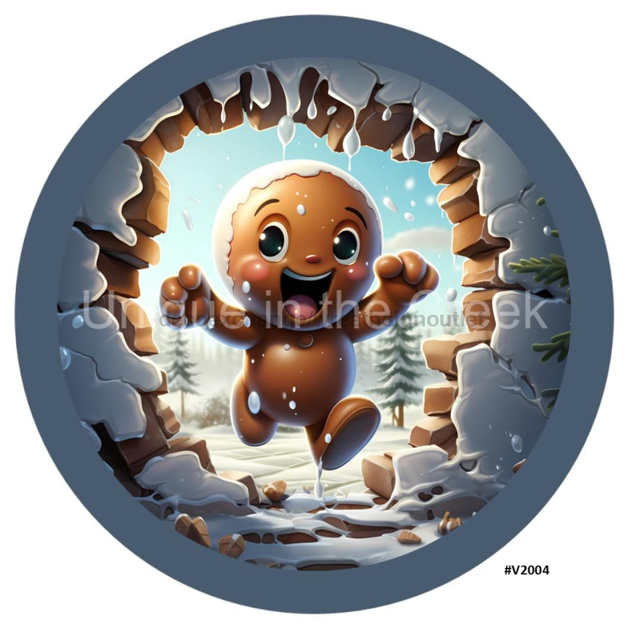 3D BREAKTHROUGH GINGERBREAD V2004 10.5" Vinyl Wreath Sign - UTIC-VINYL-V2004