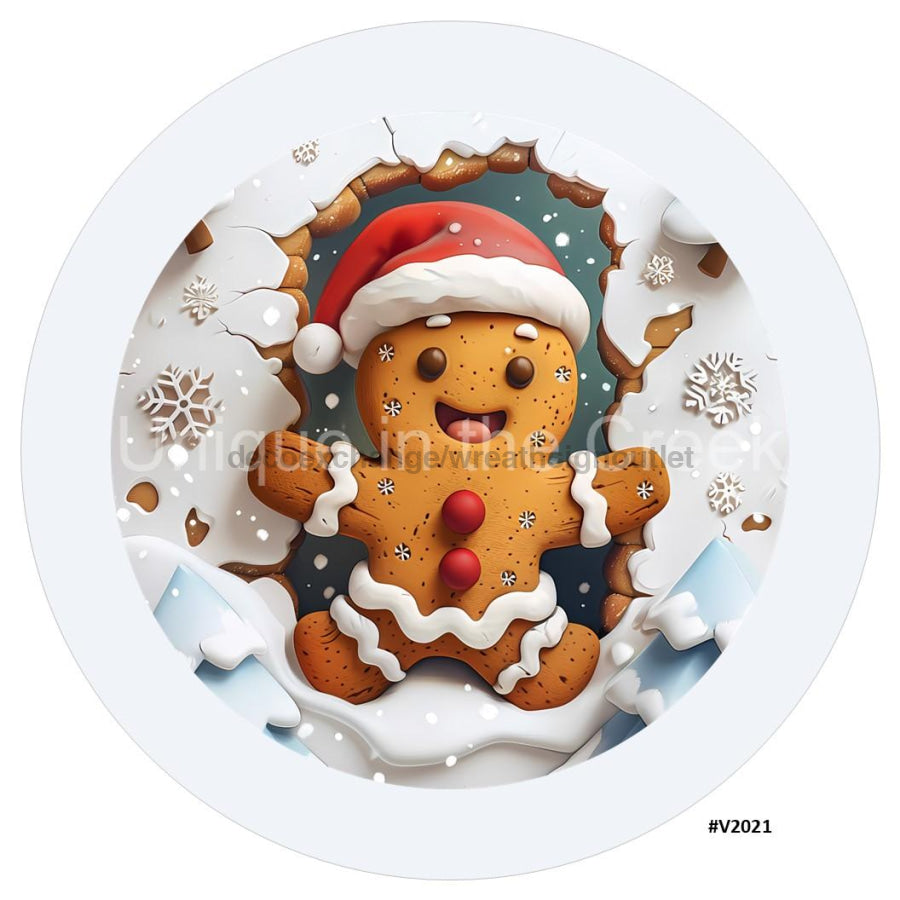 3D BREAKTHROUGH GINGERBREAD V2021 10.5" Vinyl Wreath Sign - UTIC-VINYL-V2021