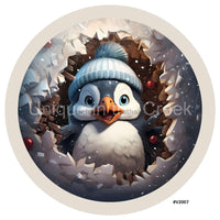 Thumbnail for 3D BREAKTHROUGH PENGUIN V2007 10.5" Vinyl Wreath Sign - UTIC-VINYL-V2007