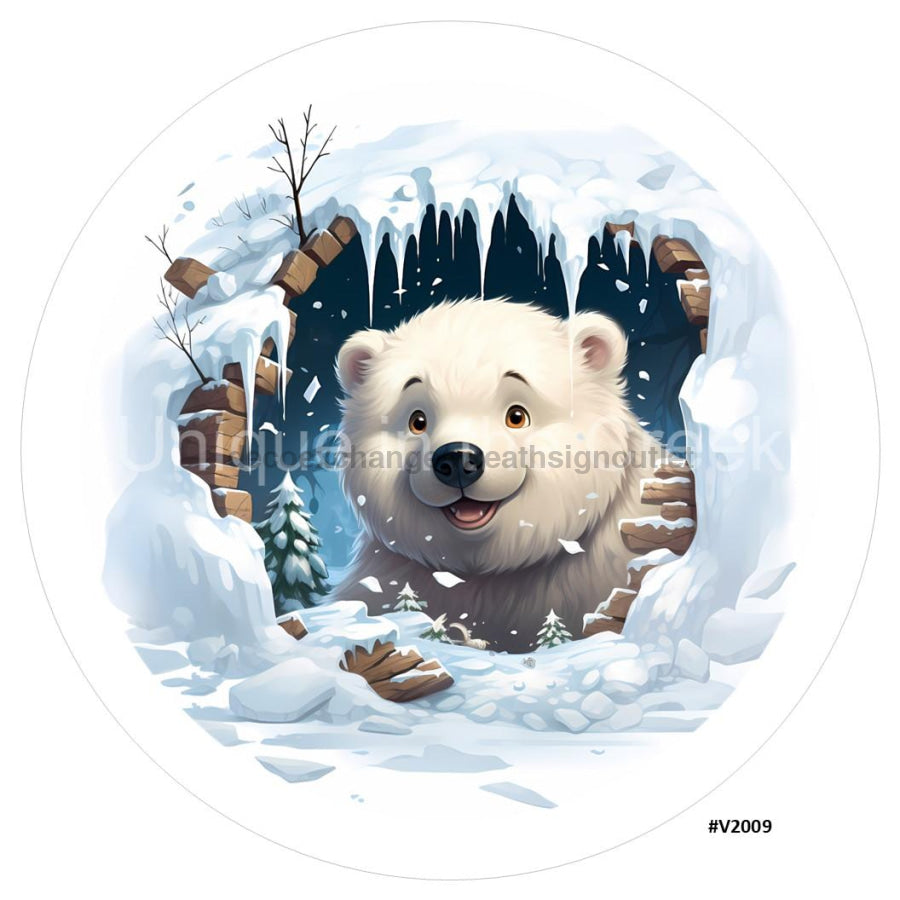 3D BREAKTHROUGH POLAR BEAR V2009 10.5" Vinyl Wreath Sign - UTIC-VINYL-V2009