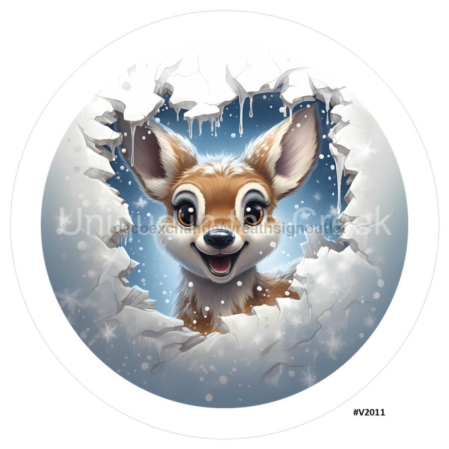 3D BREAKTHROUGH REINDEER V2011 10.5" Vinyl Wreath Sign - UTIC-VINYL-V2011