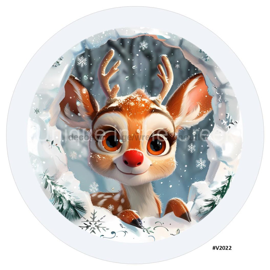 3D BREAKTHROUGH REINDEER V2022 10.5" Vinyl Wreath Sign - UTIC-VINYL-V2022