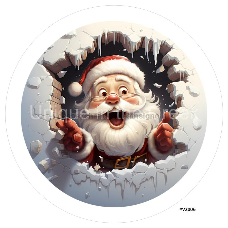 3D BREAKTHROUGH SANTA V2006 10.5" Vinyl Wreath Sign - UTIC-VINYL-V2006