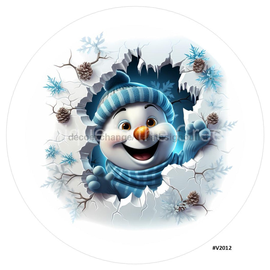 3D BREAKTHROUGH SNOWMAN V2012 10.5" Vinyl Wreath Sign - UTIC-VINYL-V2012