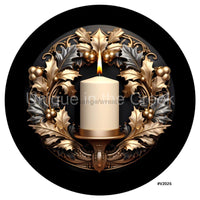Thumbnail for 3D METALLIC CANDLE GOLD/PEWTER/BLACK V2026 10.5" Vinyl Wreath Sign - UTIC-VINYL-V2026