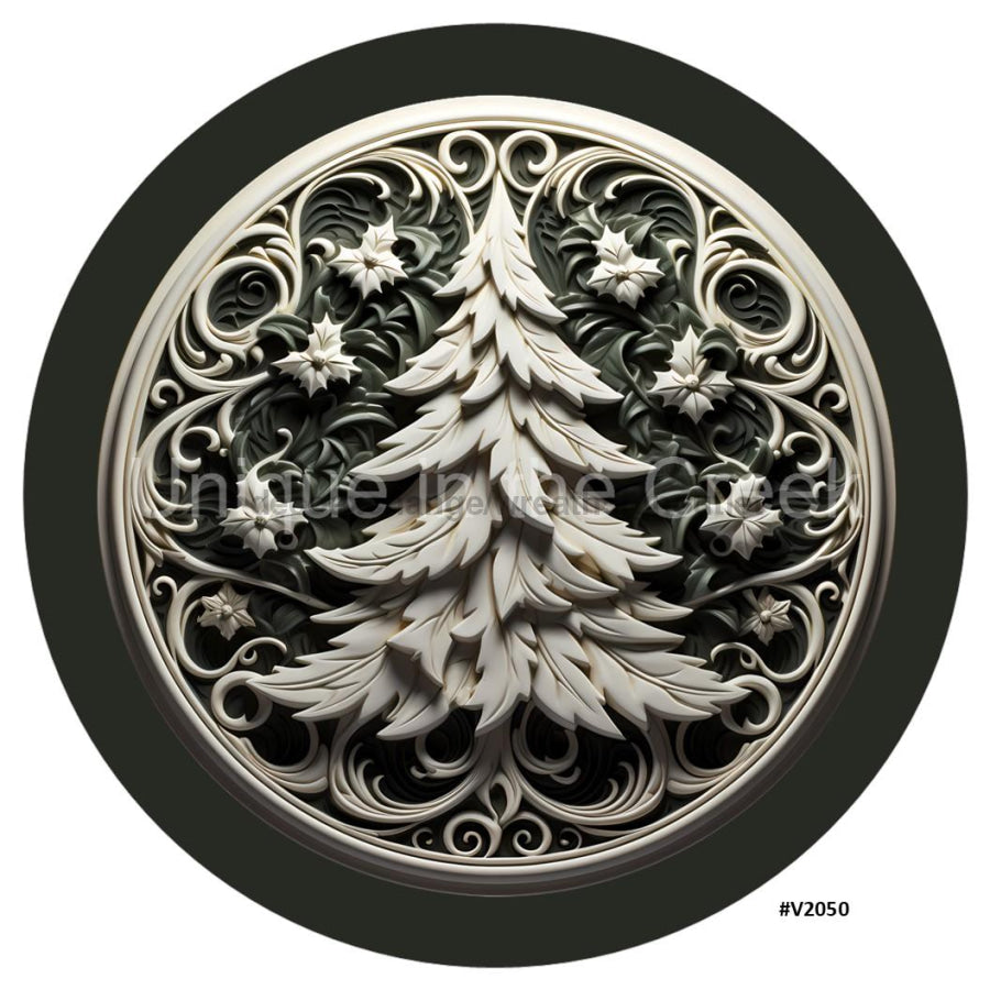 3D LOOKING TREE BEIGE/BLACK/PEWTER V2050 10.5" Vinyl Wreath Sign - UTIC-VINYL-V2050