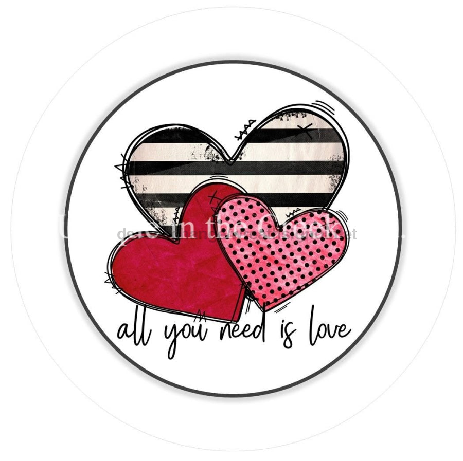 All You Need Is Love Hearts Valentine's Day 10.5" Vinyl Wreath Sign - UTIC-VINYL-V1010