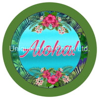 Thumbnail for ALOHA WELCOME EVERYDAY 10.5" Vinyl Wreath Sign - UTIC-VINYL-V1094