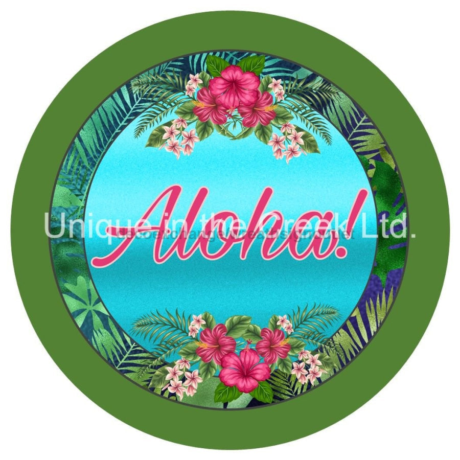 ALOHA WELCOME EVERYDAY 10.5" Vinyl Wreath Sign - UTIC-VINYL-V1094