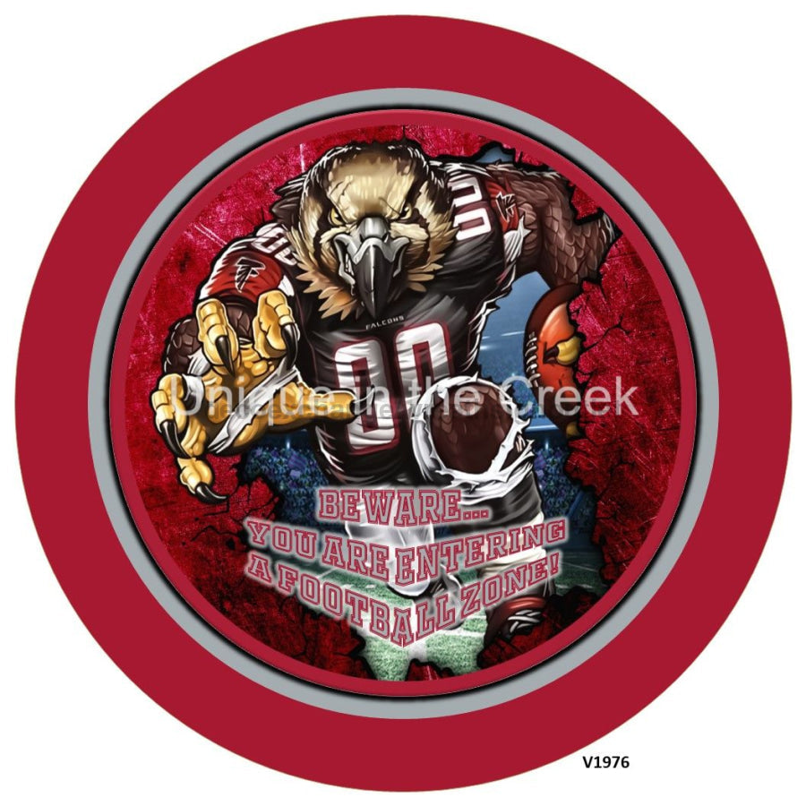 ATL Football RED/SILVER/BLACK Beware...you are entering a football zone Sports 10.5" Vinyl Wreath Sign - UTIC-VINYL-V1976