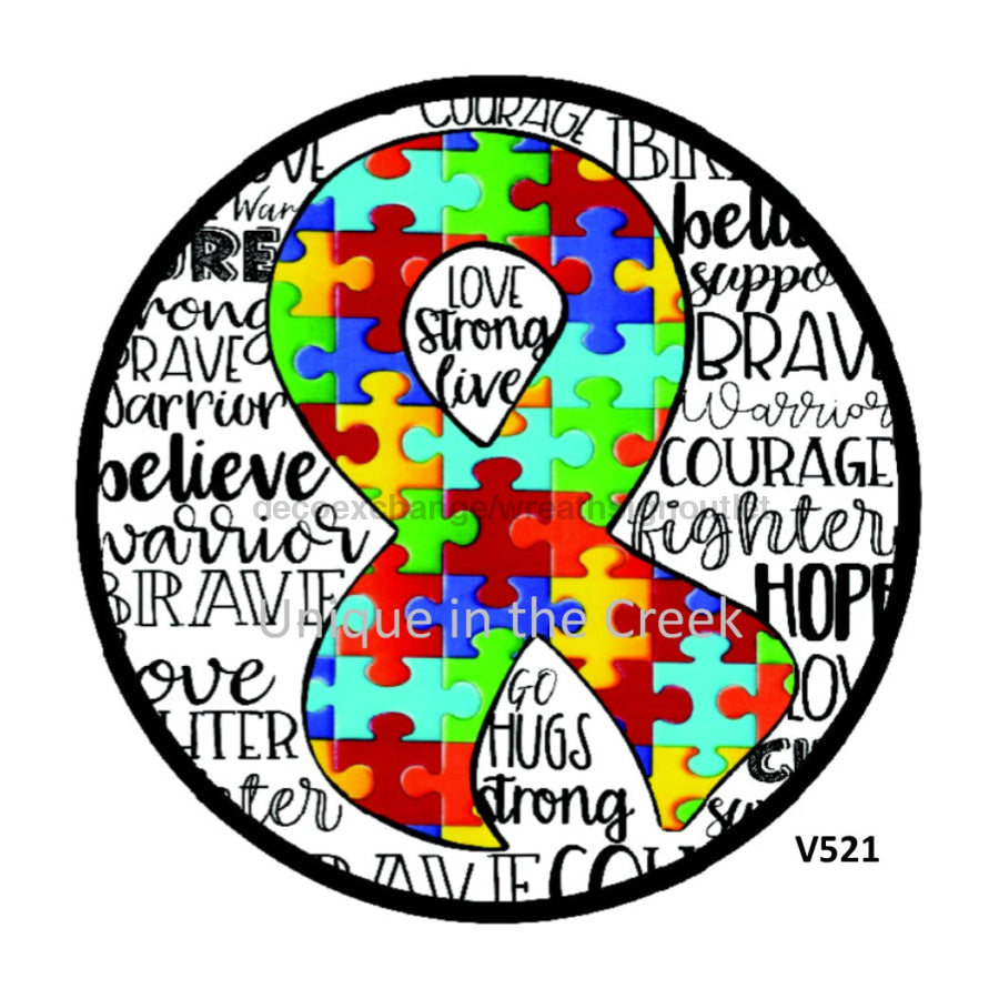 AUTISM AWARENESS EVERYDAY 10.5" Vinyl Wreath Sign - UTIC-VINYL-V521
