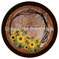 Thumbnail for AUTUMN BLESSINGS SUNFLOWERS AUTUMN FALL 10.5" Vinyl Wreath Sign - UTIC-VINYL-V1227