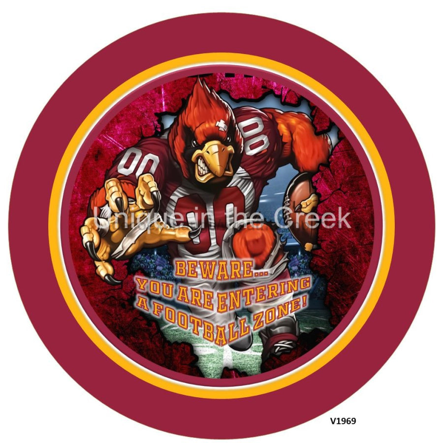 AZ Football RED/YELLOW/BLACK Beware...you are entering a football zone Sports 10.5" Vinyl Wreath Sign - UTIC-VINYL-V1969