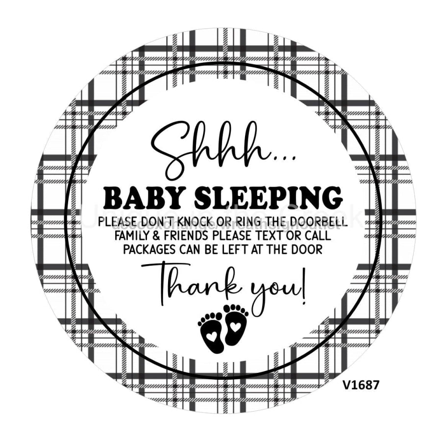 BABY SLEEPING DO NOT KNOCK EVERYDAY 10.5" Vinyl Wreath Sign - UTIC-VINYL-V1687