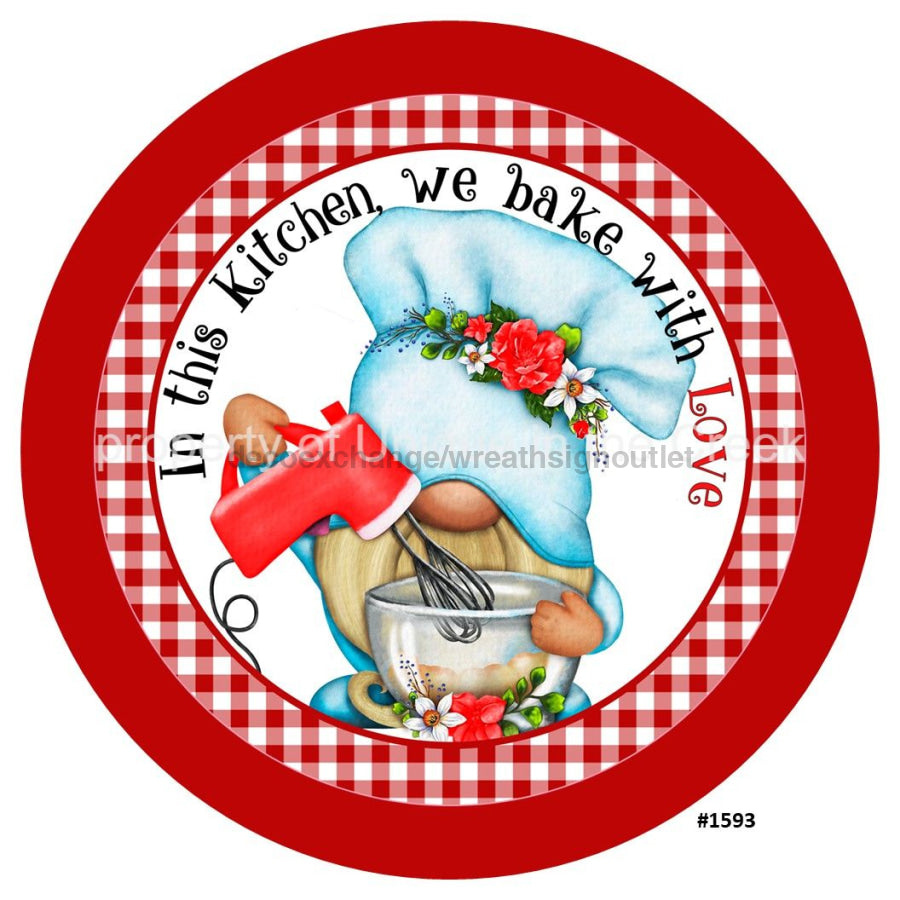BAKE WITH LOVE GNOME EVERYDAY 10.5" Vinyl Wreath Sign - UTIC-VINYL-V1593