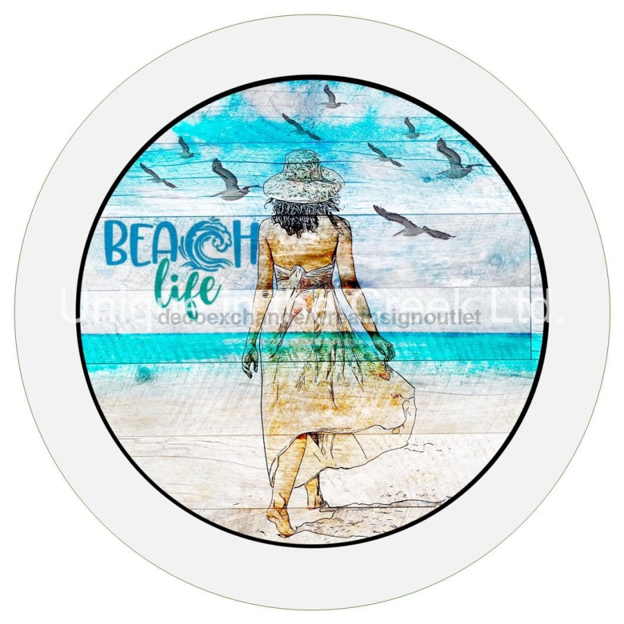 BEACH LIFE RUSTIC SUMMER 10.5" Vinyl Wreath Sign - UTIC-VINYL-V1097