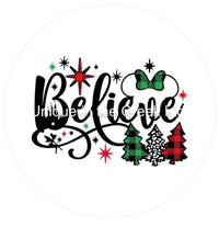 Thumbnail for Believe Buffalo Check Christmas Winter 10.5" Vinyl Wreath Sign - UTIC-VINYL-V675