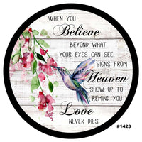 Thumbnail for BELIEVE IN HEAVEN HUMMINGBIRD FLOWERS RELIGIOUS EVERYDAY 10.5" Vinyl Wreath Sign - UTIC-VINYL-V1423
