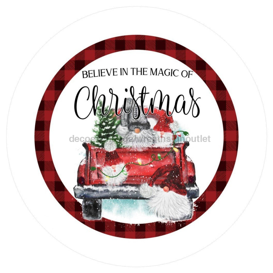 Believe Magic of Christmas Buffalo Check Winter 10.5" Vinyl Wreath Sign - UTIC-VINYL-V657