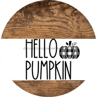 Thumbnail for Wreath Sign Black And White Fall Hello Pumpkin Decoe-2347 For Round vinyl