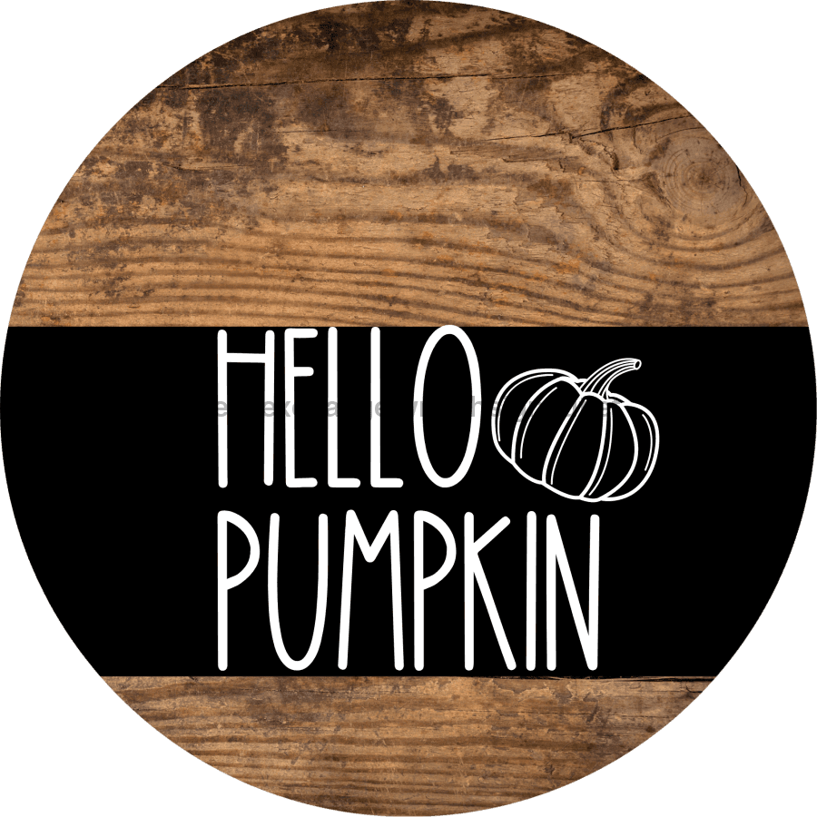 Wreath Sign Black And White Fall Hello Pumpkin Decoe-2348 For Round vinyl