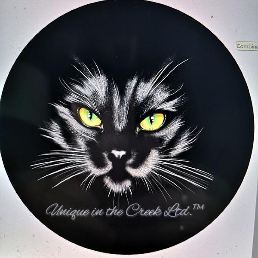 Black Cat Face Halloween Autumn Fall V502 10.5" Vinyl Wreath Sign - UTIC-VINYL-V502