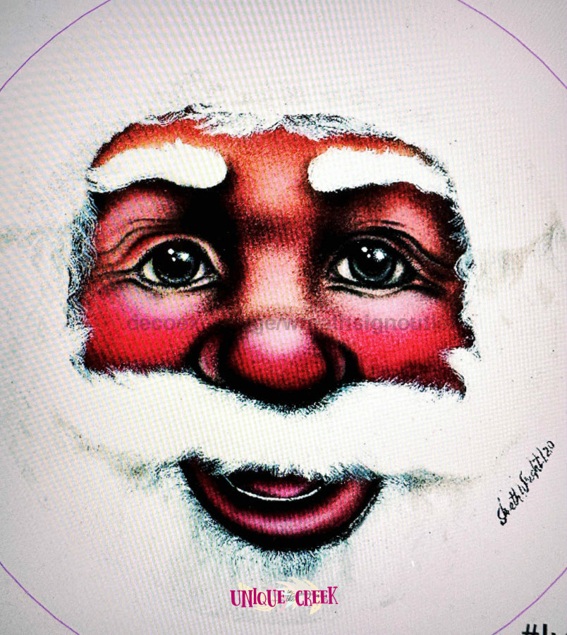 Black Santa Iveth Wright Winter Christmas 10.5" Vinyl Wreath Sign - UTIC-VINYL-VIvethBlackSanta