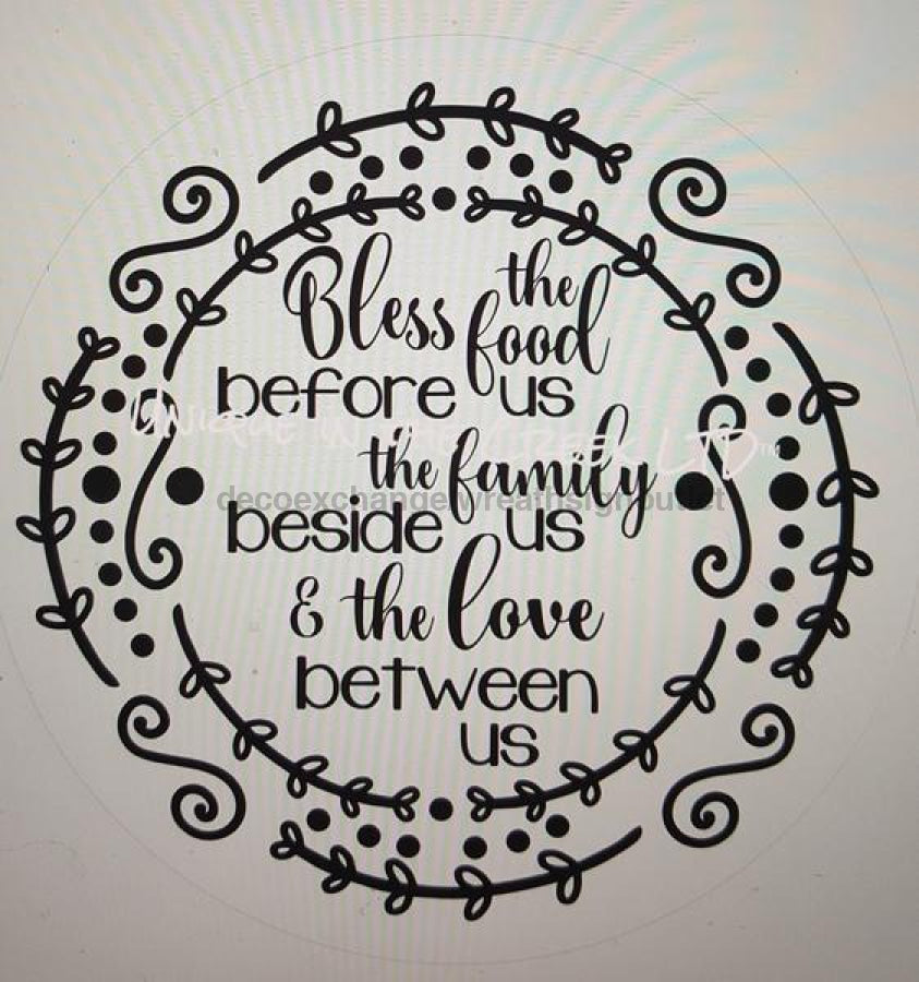 Bless This Food Thanksgiving Autumn Fall Religious 10.5" Vinyl Wreath Sign - UTIC-VINYL-V101
