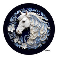 Thumbnail for BLUE/WHITE HORSE 3D 10.5" Vinyl Wreath Sign - UTIC-VINYL-V1822