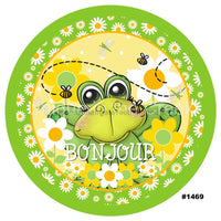 Thumbnail for BONJOUR FROG FRENCH SUMMER SPRING ANIMALS 10.5" Vinyl Wreath Sign - UTIC-VINYL-V1469