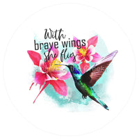 Thumbnail for BRAVE WINGS SHE FLIES HUMMINGBIRD WELCOME SPRING SUMMER 10.5" Vinyl Wreath Sign - UTIC-VINYL-V1181