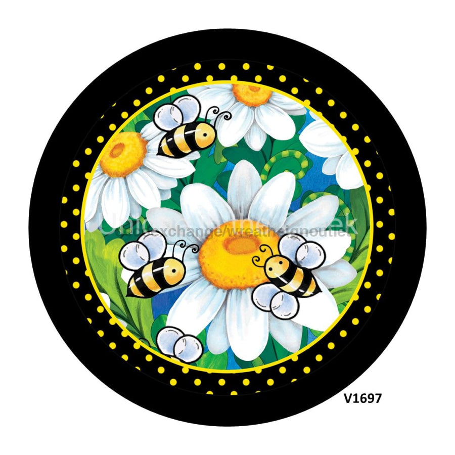 BUMBLE BEES FLOWERS SPRING EVERYDAY 10.5" Vinyl Wreath Sign - UTIC-VINYL-V1697