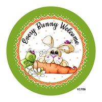 Thumbnail for BUNNY / CARROT WELCOME EASTER SPRING 10.5" Vinyl Wreath Sign - UTIC-VINYL-V1706