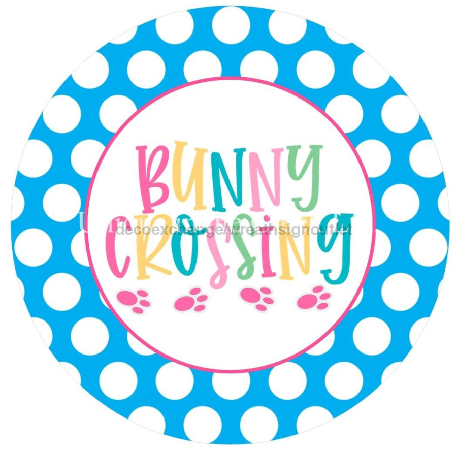 Bunny Crossing Polka Dots Easter 10.5" Vinyl Wreath Sign - UTIC-VINYL-V1025