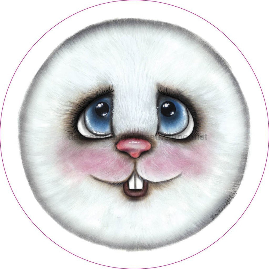 Bunny Face Iveth Wright Easter Spring 10.5" Vinyl Wreath Sign - UTIC-VINYL-VIBunnyFace
