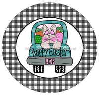 Thumbnail for Bunny Truck Easter 10.5" Vinyl Wreath Sign - UTIC-VINYL-V1000