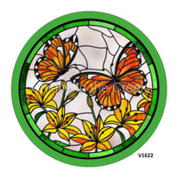 Thumbnail for BUTTERFLY / FLORALS STAINED GLASS LOOK SPRING EVERYDAY 10.5" Vinyl Wreath Sign - UTIC-VINYL-V1622