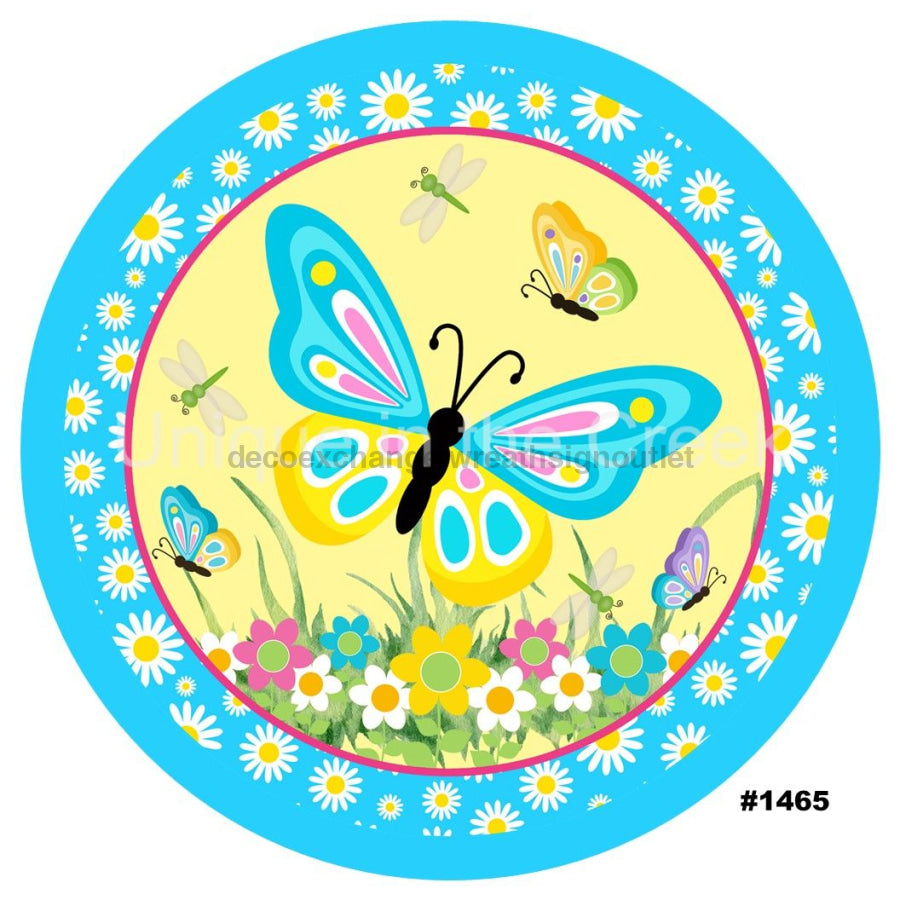 BUTTERFLY FLOWER BUTTERFLIES SPRING SUMMER EVERYDAY 10.5" Vinyl Wreath Sign - UTIC-VINYL-V1465