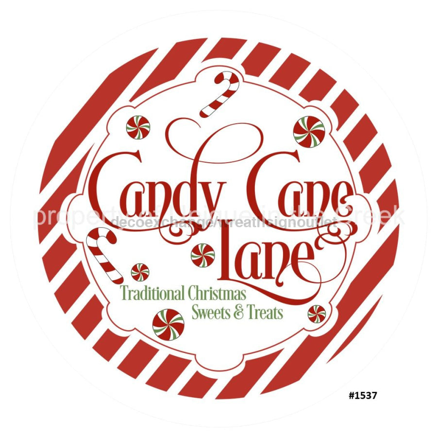Candy Cane Lane Candy Canes Sweets / Treats Christmas 10.5" Vinyl Wreath Sign - UTIC-VINYL-V1537