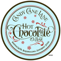 Thumbnail for Candy Cane Lane Hot Chocolate Christmas Winter 10.5" Vinyl Wreath Sign - UTIC-VINYL-V1543