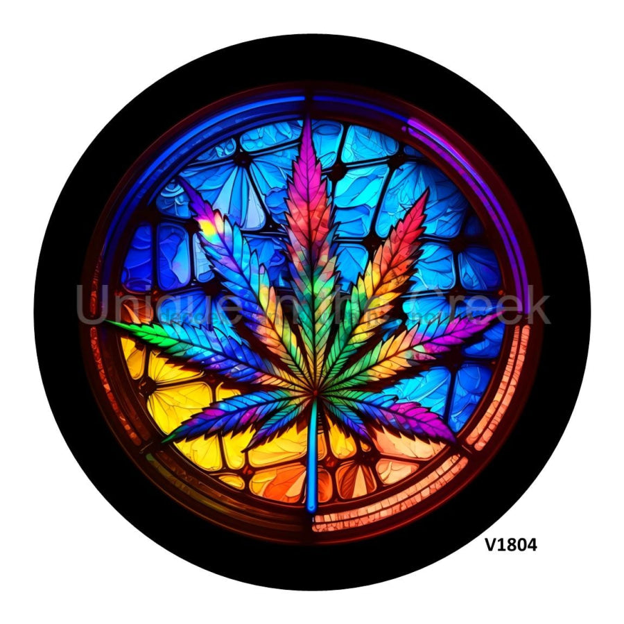CANNABIS STAINED GLASS 10.5" Vinyl Wreath Sign - UTIC-VINYL-V1804