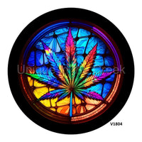 Thumbnail for CANNABIS STAINED GLASS 10.5" Vinyl Wreath Sign - UTIC-VINYL-V1804