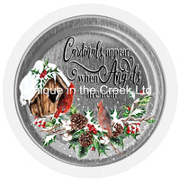Thumbnail for Cardinal Appears Angels Winter Religious 10.5" Vinyl Wreath Sign - UTIC-VINYL-V677