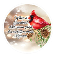 Thumbnail for Cardinal Visits Winter Religious 10.5" Vinyl Wreath Sign - UTIC-VINYL-V676