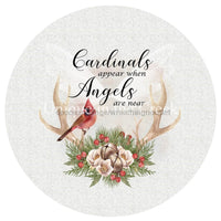 Thumbnail for Cardinals Appear Angels Near Religious Christmas Winter 10.5" Vinyl Wreath Sign - UTIC-VINYL-V708
