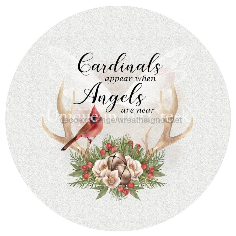 Cardinals Appear Angels Near Religious Christmas Winter 10.5" Vinyl Wreath Sign - UTIC-VINYL-V708